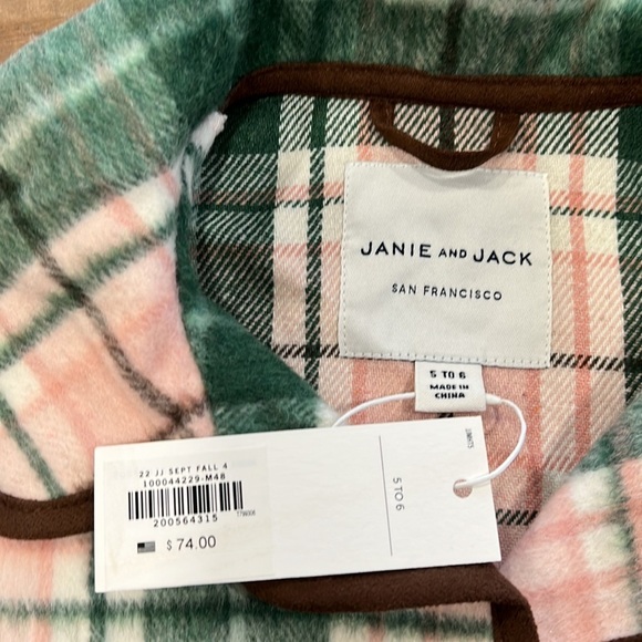 Janie and jack green and pink plaid brushed twill cape nwt - Picture 5 of 8